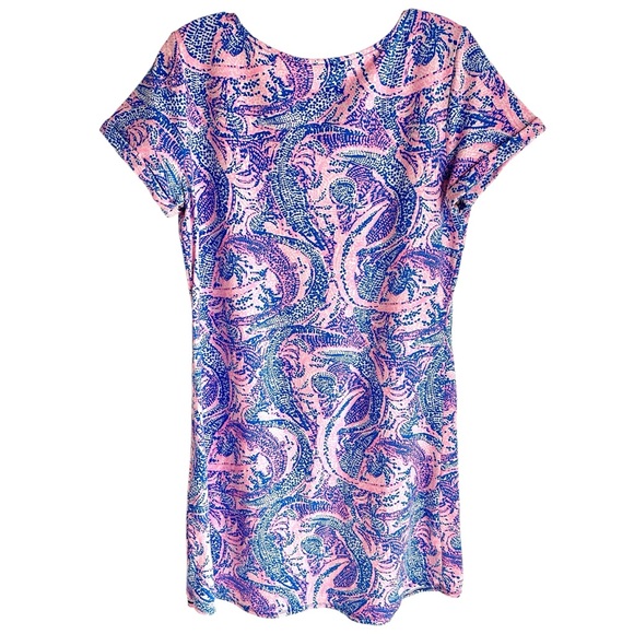 Lilly Pulitzer Coquille Pink Blue Print Short Sleeve Dress Size Medium - Picture 2 of 7